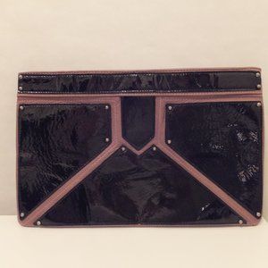 Romy Gold Leather Clutch